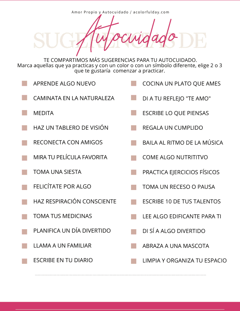 Lista verificación autocuidado